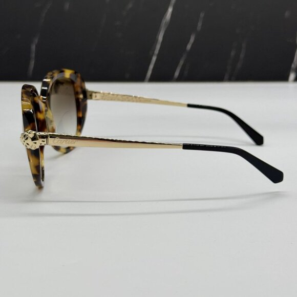 NEW CARTIER CT0064S 002 WOMEN HAVANA GOLD ROUND SUNGLASSES CARTIER CT0064S 002 main image 5